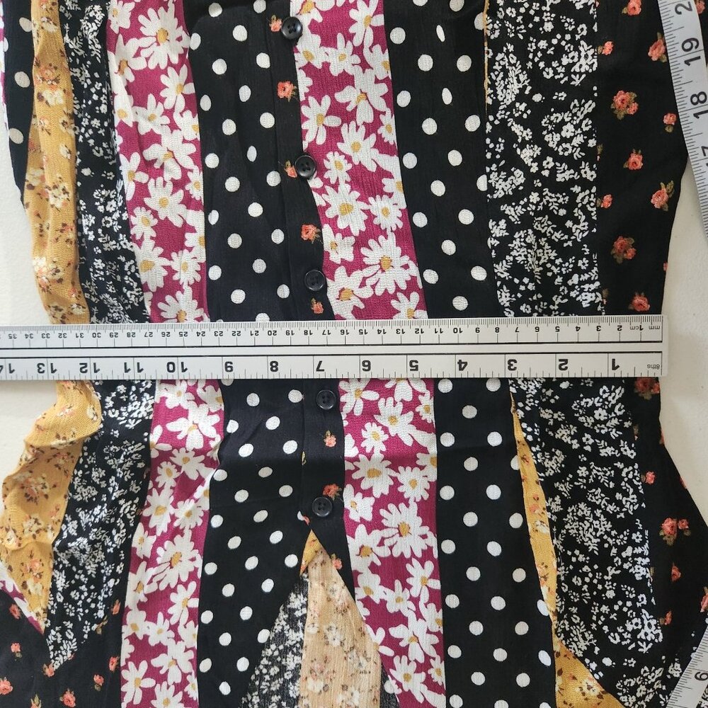 Colorful Forever 21 Dress long Small Patchwork Polka Dots & Florals Cottagecore - Picture 12 of 13